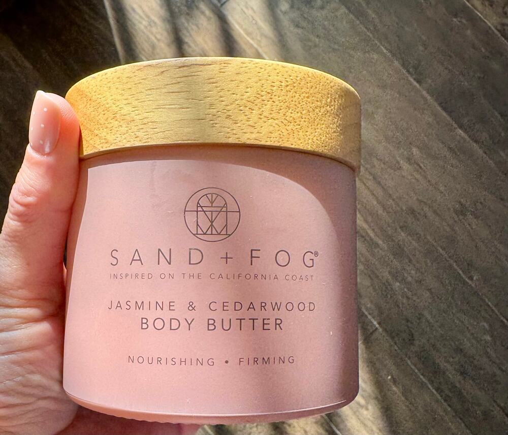 New Glass Bottle Sand + Fog Jasmine & Cedarwood Whipped Body Butter